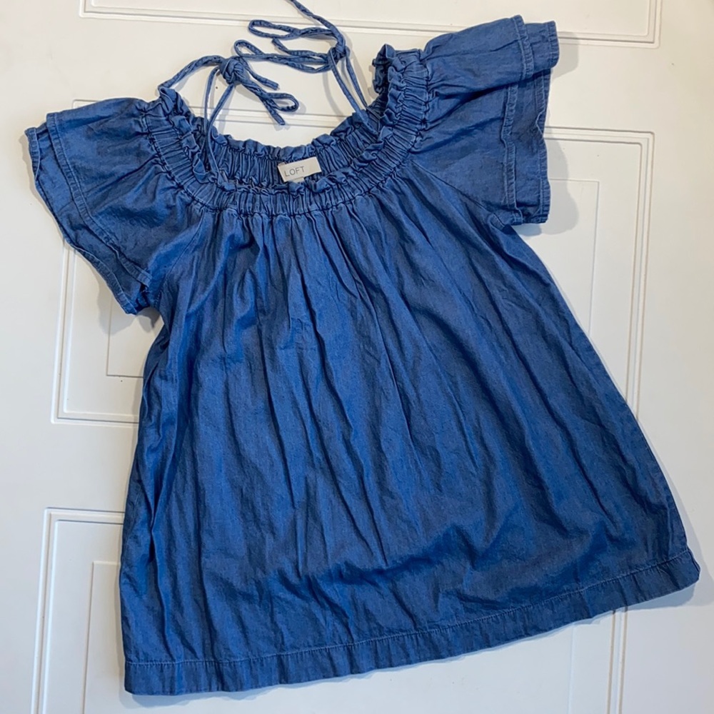 Loft Off the Shoulder Chambray Top S